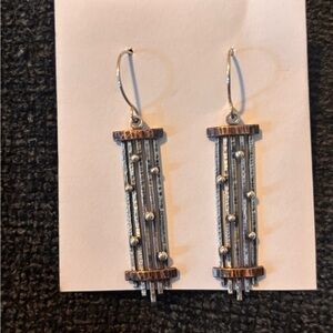 Silver and Bronze Dangle Earrings